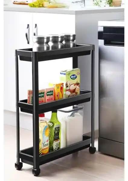 Vesken Tekerlekli Dikdörtgen 3 Katlı Raf Ünitesi: Küçük Alanlar İçin Pratik ve Şık Çözüm