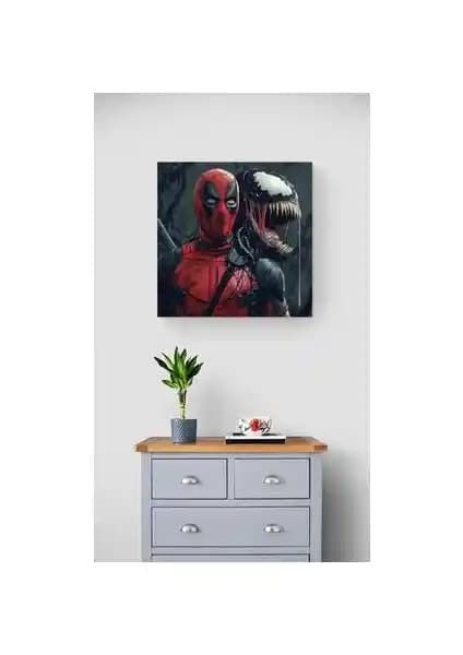 Vitraycım Deadpool Venom Cam Tablo Modern Dekorasyon ve Sanat İçin Uygun Bir Parça