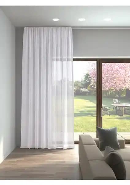 Perle Optik Beyaz Keten Görünümlü Düz Tül Perde ve Taç Bambu Şantuklu Kırışmaz Tül Perde Karşılaştırması