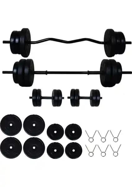 Ayın Sport 38 kg Z Bar ve Düz Barlı Dambıl Halter Seti ile Güç ve Dayanıklılık Artırın