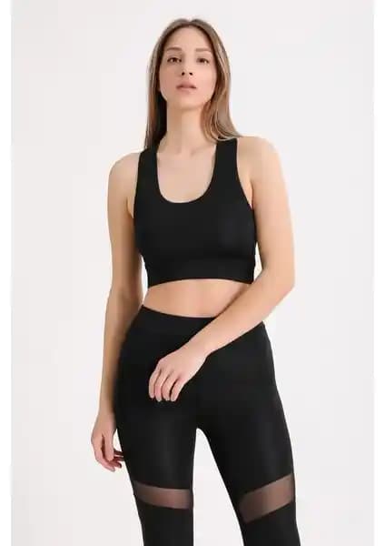 Banega Siyah Sırt Tül Detaylı Büstiyer Sporcu Sütyeni - Çok Yönlü ve Destekleyici Tasarım