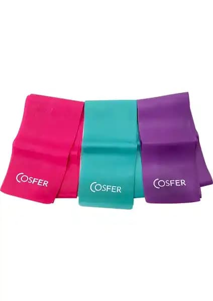 Cosfer 3'lü 120cm Pilates Lastiği Seti: Farklı Direnç Seviyeleriyle Çok Yönlü Egzersiz
