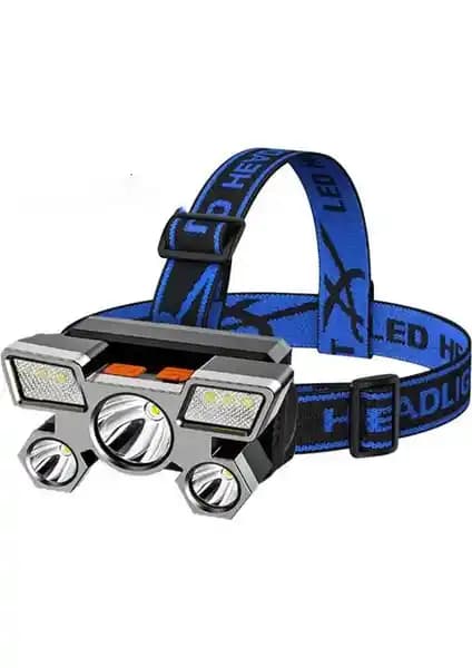 Dahili Pil ve USB Şarjlı 5LED Kafa Feneri: Hafif, Çok Modlu ve Dayanıklı Tasarım