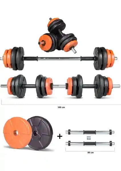 Ecgspor 17 kg Çok Fonksiyonlu Turuncu ve Siyah Halter Seti ile Egzersiz Deneyiminizi Geliştirin