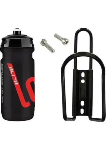 Elite Siyah Loli 600 ml Matara ve Alüminyum Kafes Seti ile Günlük ve Spor Kullanımı İçin Dayanıklı Çözüm