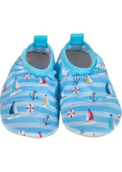 First Step Erkek Çocuk Yelkenli Çizgili Mavi Kaydırmaz Patiği Güvenli ve Konforlu Kullanım İçin