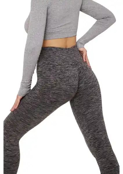 Gymhams Granit Gri Kalça Şekillendirici Push Up Tayt Spor ve Günlük Kullanım İçin