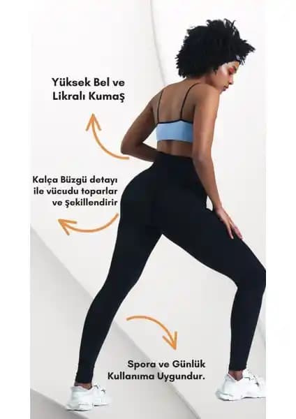 Gymhams Siyah Yüksek Bel Kalça Şekillendiren Büzgülü Tayt Detaylı Tanıtım ve Kullanım Özellikleri