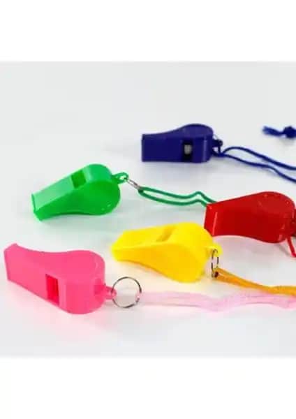 Rönesans Parti Plastik Renkli 5'li Düdükler Çocuklar ve Yetişkinler İçin Eğlenceli Müzik Aletleri