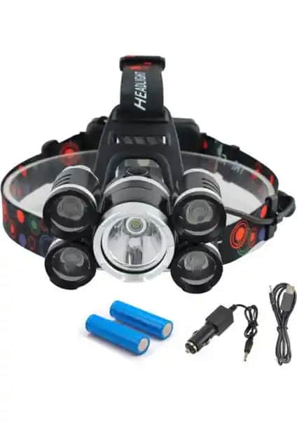 Sge Teknoloji Şarjlı 5 LED 18000 Lümen Kafa Feneri Güç ve Dayanıklılık Sunar