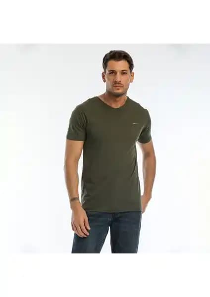 Slazenger SARGON KTN Erkek Tişört Koyu Yeşil - Şıklık ve Konfor Sunan Spor ve Günlük Kullanım Tişörtü