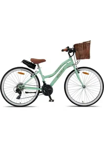 Trendbisiklet Retro Classic Kadın Bisikleti 26 Jant 21 Vites Shimano Mint Yeşili-Kahverengi