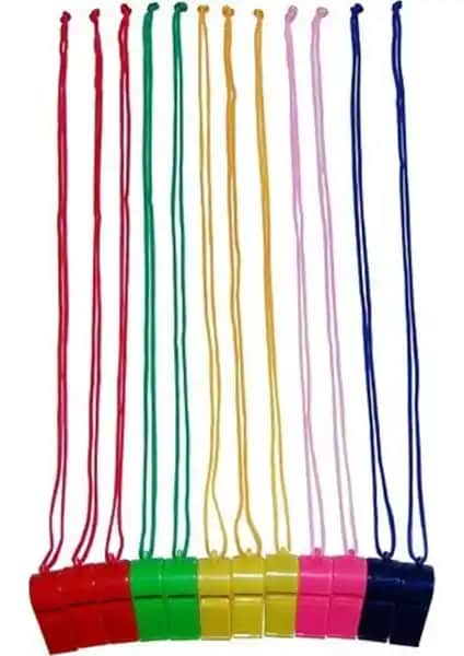 Tryon Renkli Plastik Düdük Seti 12'li Spor ve Eğitim Kullanımı İçin Uygun