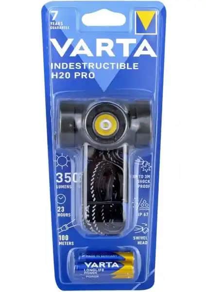 Varta 17732 Indestructible H20 Pro 3AAA Kafa Feneri Güçlü ve Dayanıklı Işık Kaynağı