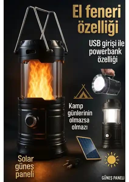 Volemi Alevli Powerbank Özellikli Kamp Lambası Doğa ve Estetiği Bir Arada Sunar