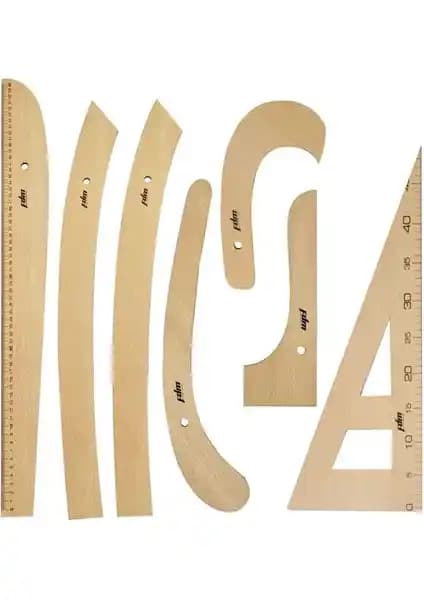 7 Parçalı Ahşap Riga Takımı Modelist ve Terzi Ustaları İçin Uygun Ölçüm Seti