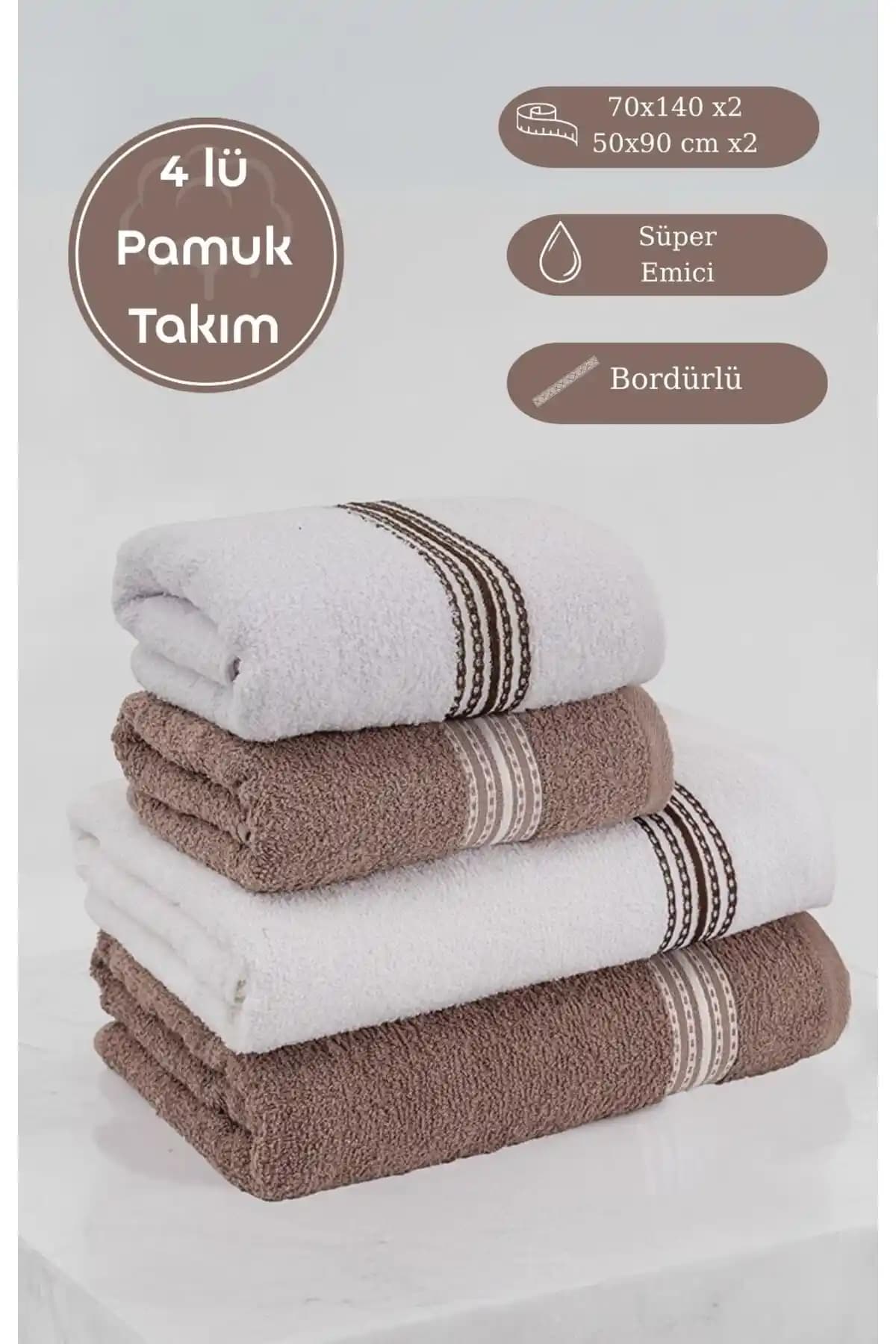 Acacia 4'lü Pamuk Banyo ve El Havlusu Seti Modern Tasarım ve Konfor Sunar