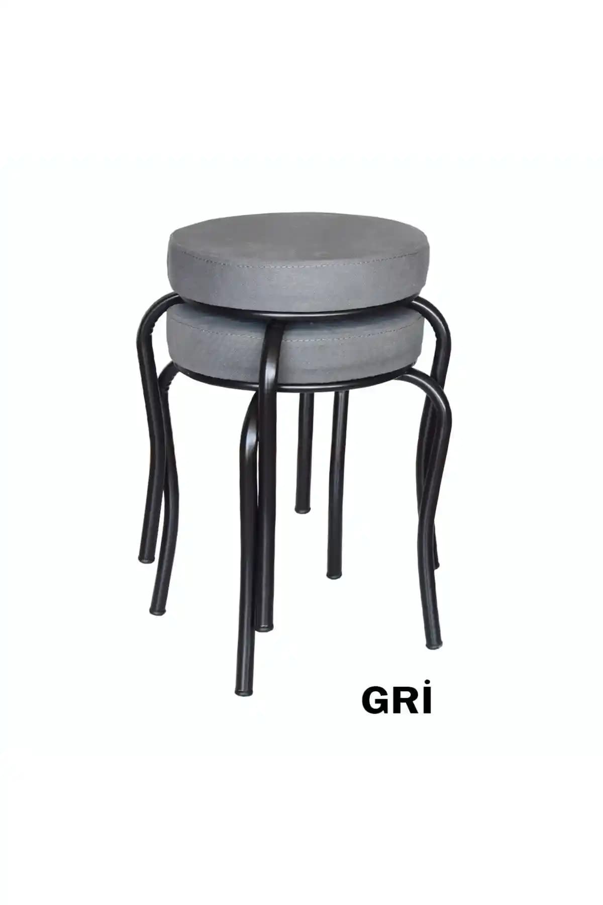 Ankhira Klasik ve Rustik Tarzda Dayanıklı Siyah Ayaklı Tabure Seti 2'li