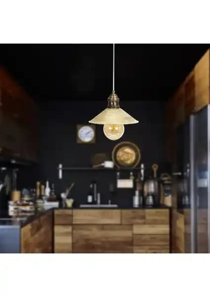 Apliqa Gönen Beyaz Patinalı Modern Retro Sarkıt Avize - Mutfak ve Salon Dekorasyonu İçin Şık Seçenek