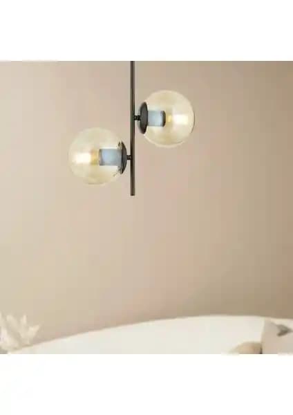 Apliqa Malibu 2 Li Siyah Bal Camlı Modern Avize ile Şık ve Fonksiyonel İç Mekan Aydınlatması