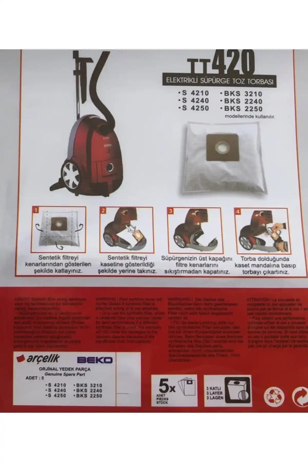 Arçelik Beyaz Trb 6986 B 15 Adet Toz Torbası Yüksek Kalite ve Uyum Özellikleriyle