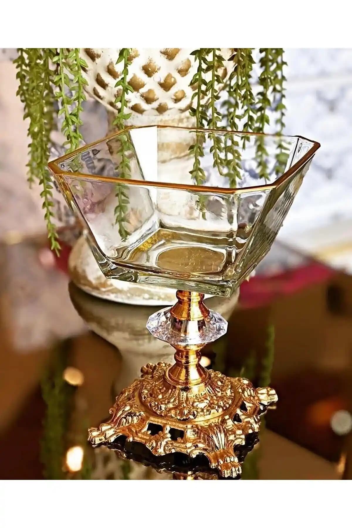 Atabey Home Magnolia Metal Döküm Kase Altın Detaylı Modern Ev Dekorasyonu