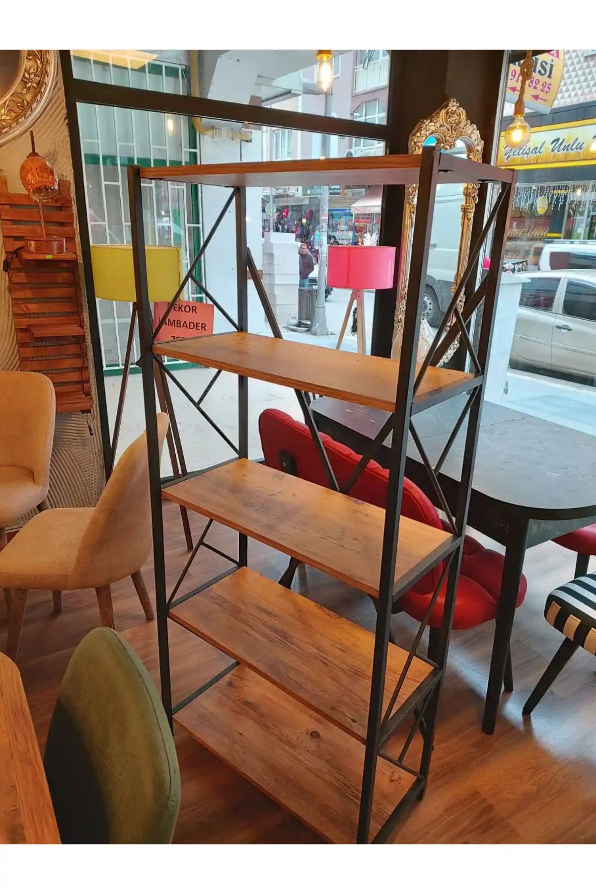 Atlantik Çam 5 Raflı Kitaplık Modern ve Retro Tarzın Şık Birleşimi