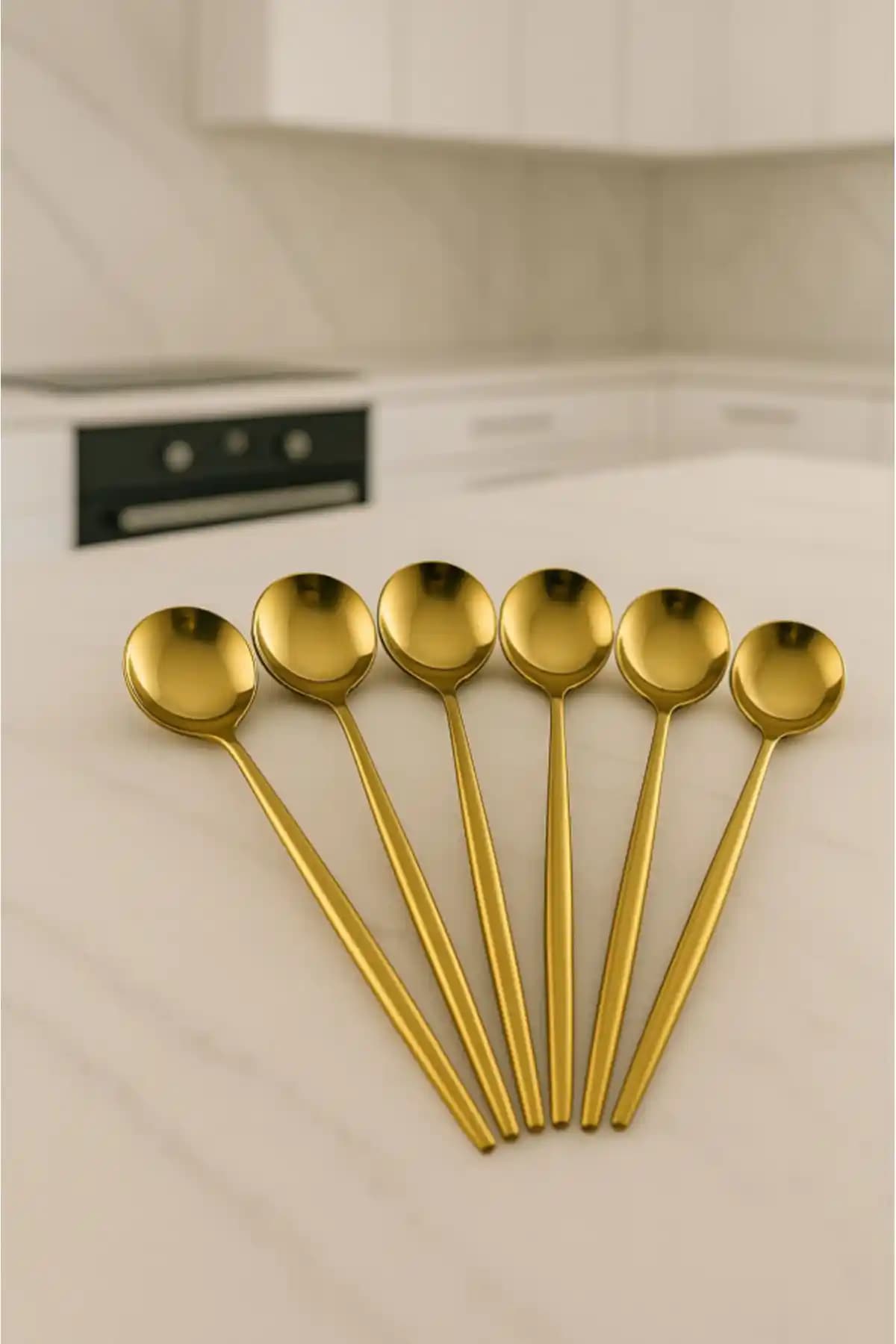 AYGÖREN HOME Gold Detaylı 6'lı Kaşık Takımı Şık ve Dayanıklı Mutfak Aksesuarı
