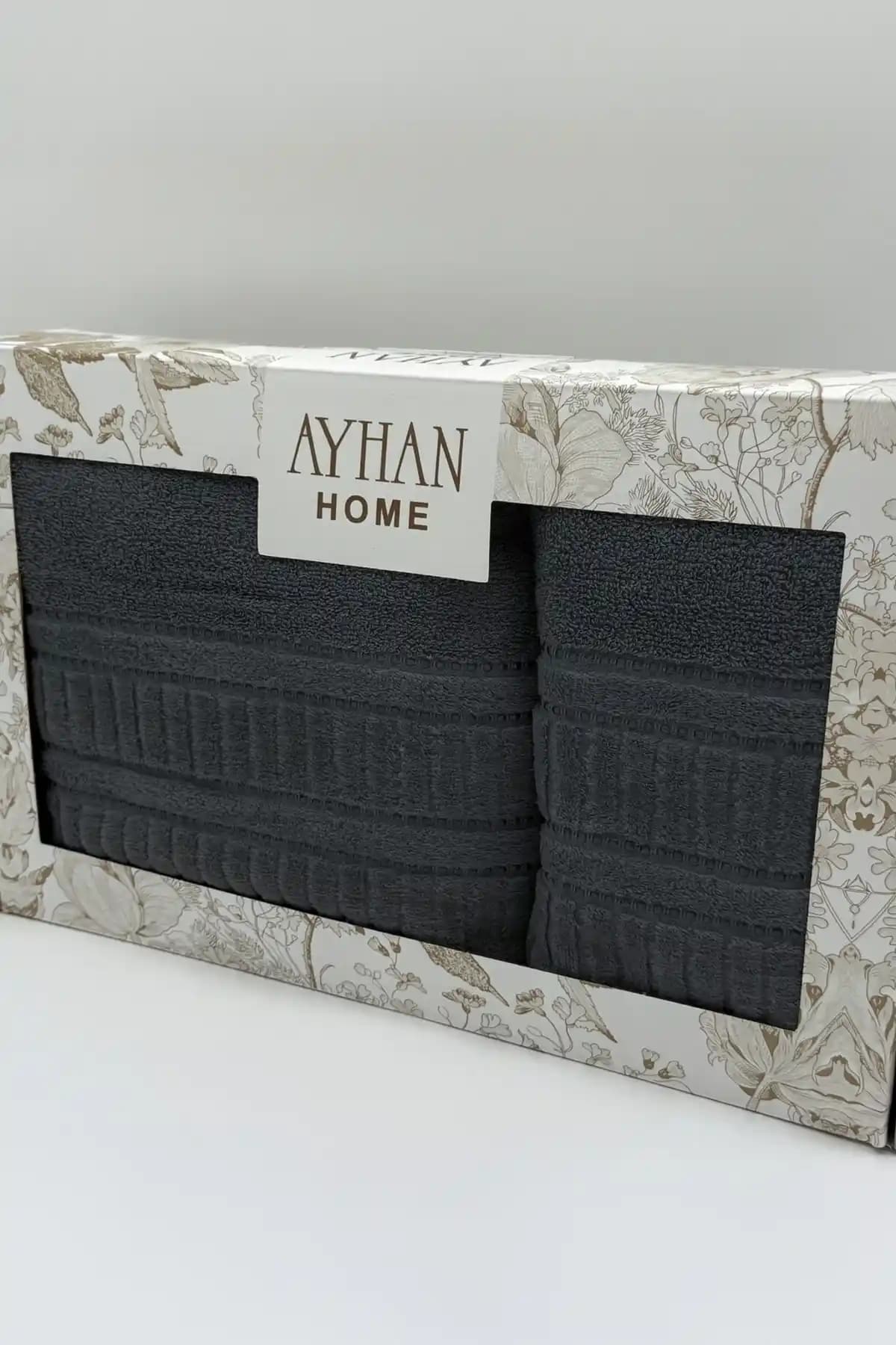 AYHANHOME 2'li Jakarlı Kutulu Banyo Havlu Takımı Konfor ve Şıklık Sunar