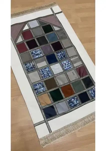 Ayhanhome Kırkyama Patchwork Kadife Astarlı Seccade Çeyizlik ve Günlük Kullanım İçin