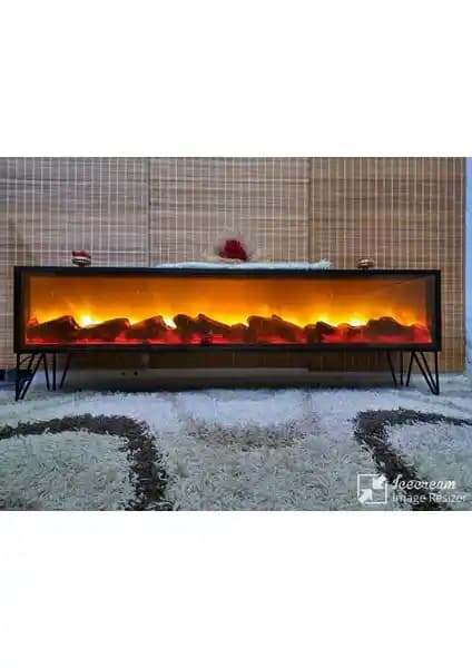 Bay Bayan 170cm Full Şömineli Modern TV Sehpası Estetik ve Çok Yönlü Kullanım