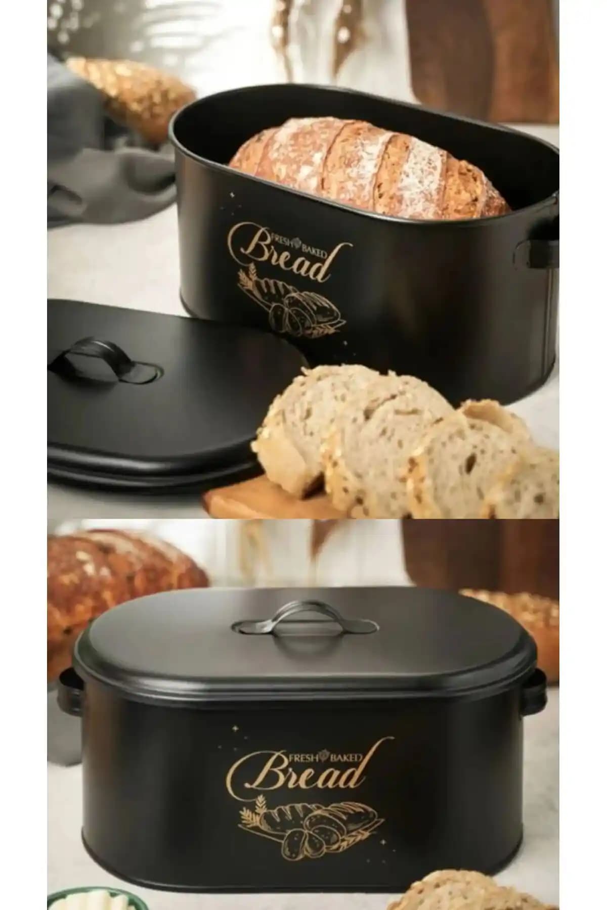 Bayev Metal Siyah Kapaklı Ekmeklik: Modern ve Dayanıklı Mutfak Gereçleri