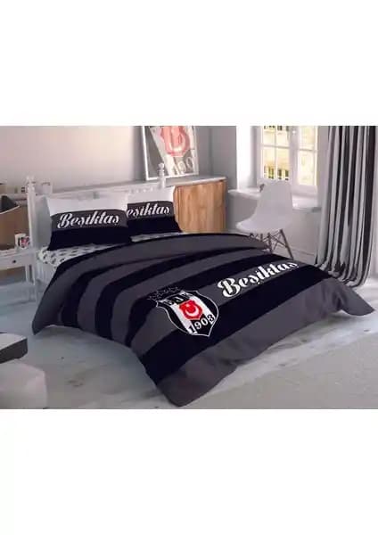 Beşiktaş Temalı Çift Kişilik Pamuk Nevresim Takımı Yatak Odası Dekorasyonu