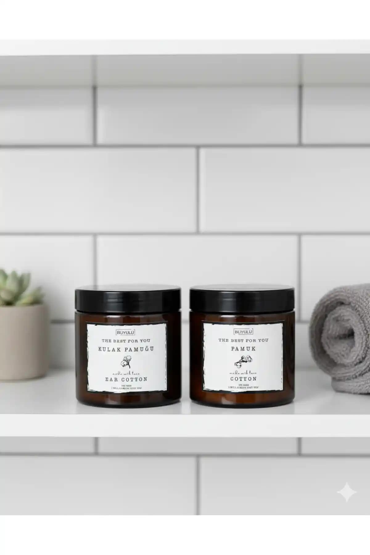 BÜYÜLÜ HOME Amber Pamuk ve Kulak Pamuğu Kutusu Şık ve Pratik Saklama Çözümü
