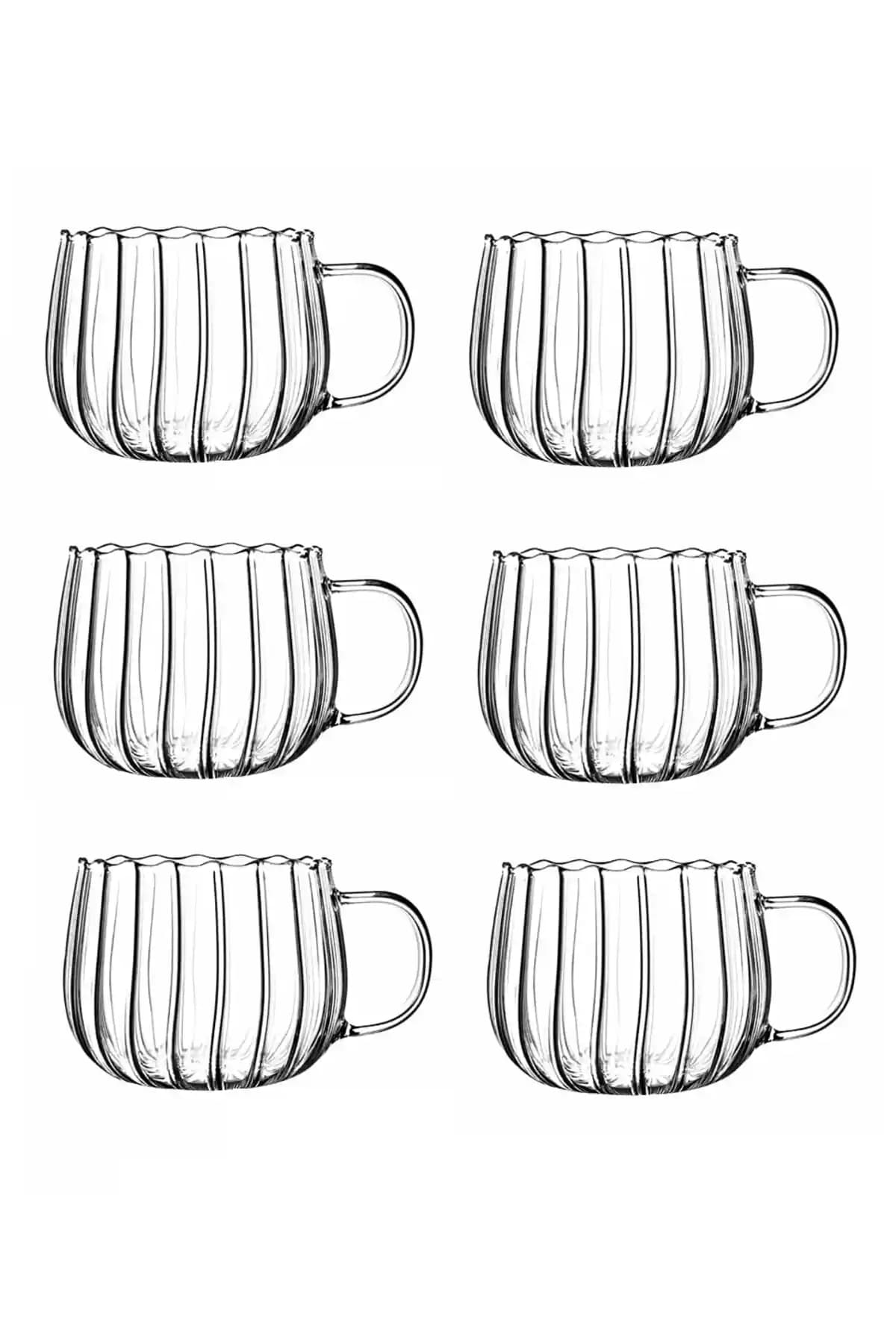 Çavdar Group Çizgili Cam Kupa Seti Modern Tasarım ve Dayanıklılık Özellikleri