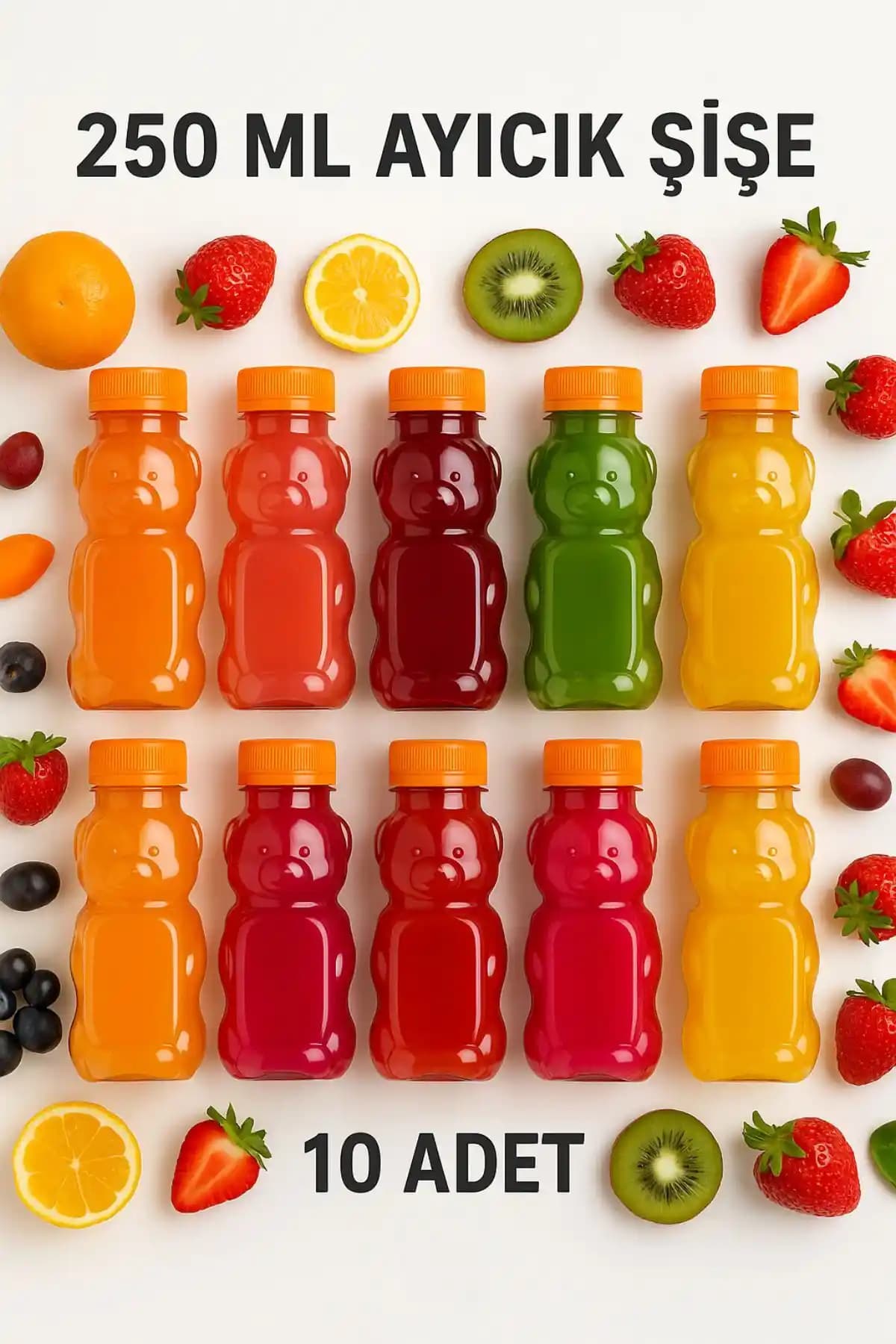 Çocuklar İçin Eğlenceli ve Pratik Ayıcık Şişe 10'lu Set Sağlıklı Beslenmeye Destek