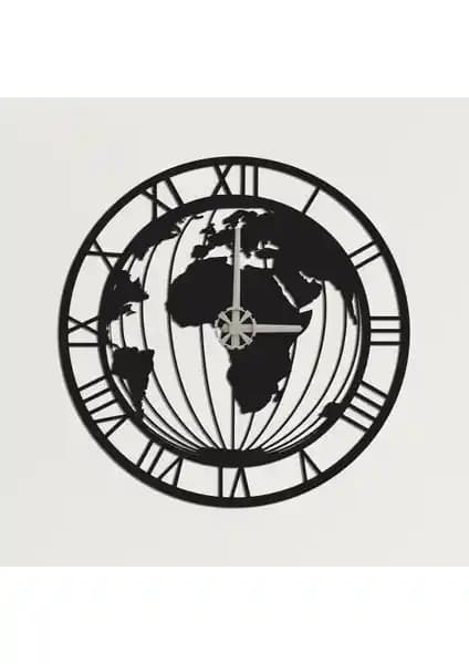 Dekadron Dünya Haritalı Metal Duvar Saati: Modern ve Dayanıklı Tasarım Özellikleri