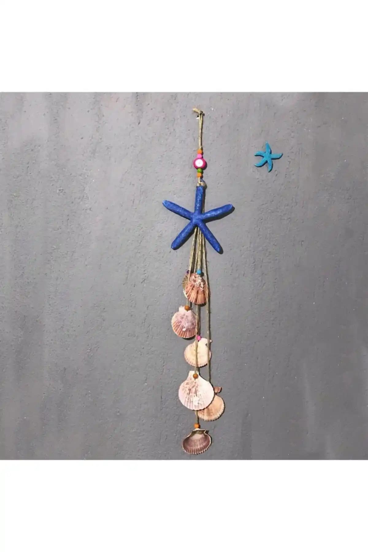 Deniz Temalı Mavi Yıldız Rüzgar Çanı Dekoratif El Yapımı Ürün 75-90 Karakter