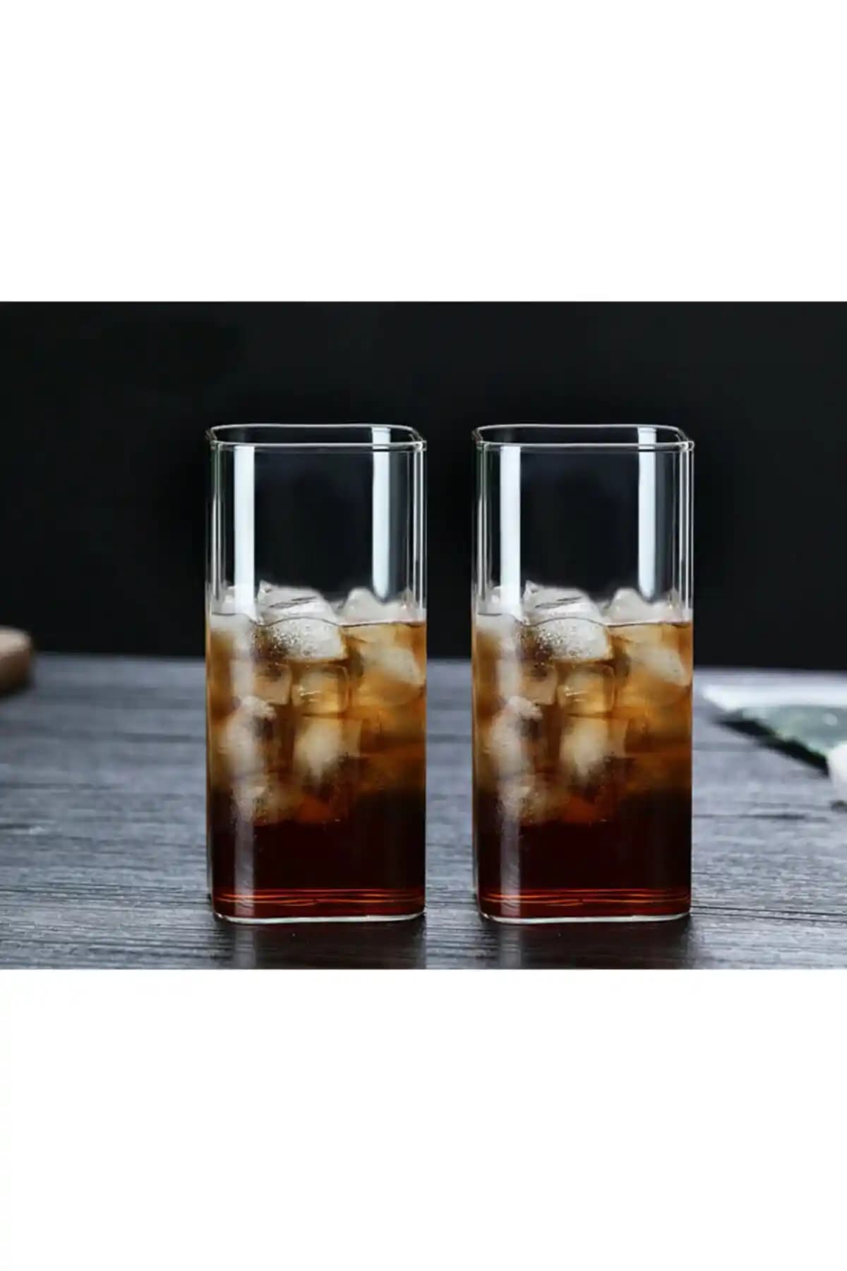 EARABUL Dikdörtgen Isıya Dayanıklı Borosilikat Trend Meyve Suyu ve Tatlı Bardağı 2'li Set