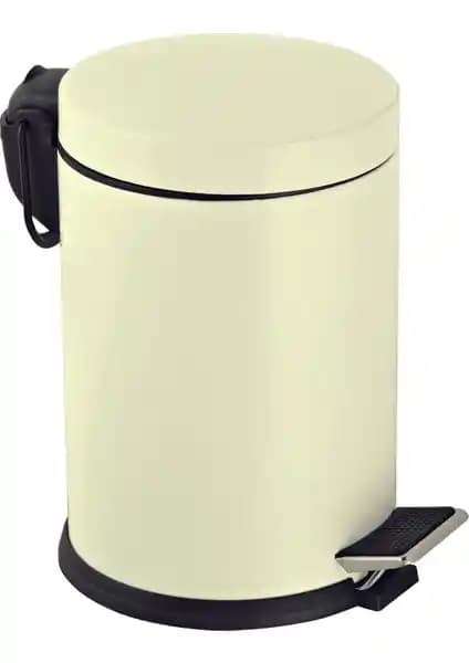 Eforeca Renkli Paslanmaz Pedallı Çöp Kovası Krem 5 Litre Modern ve Dayanıklı Tasarım