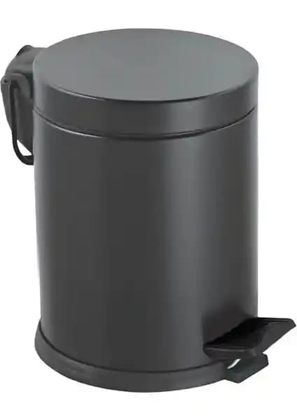 Eforeca Renkli Paslanmaz Pedallı Çöp Kovası Siyah 5 Litre Modern ve Pratik Tasarım