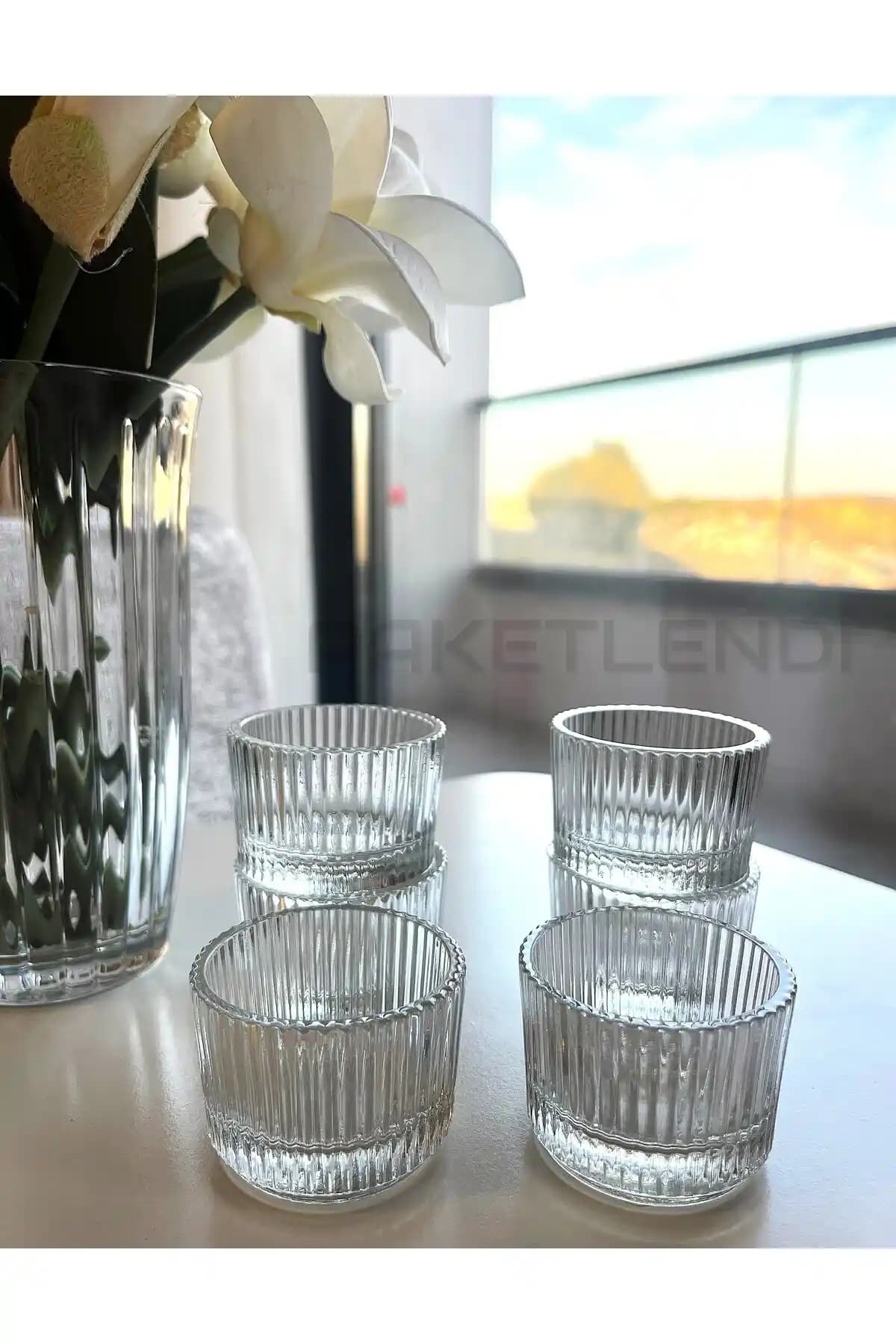 Elysia Origami 6'lı Cam Kase Seti Kahve Yanı Lokumluk ve Sunumluk İdeal Seçenek