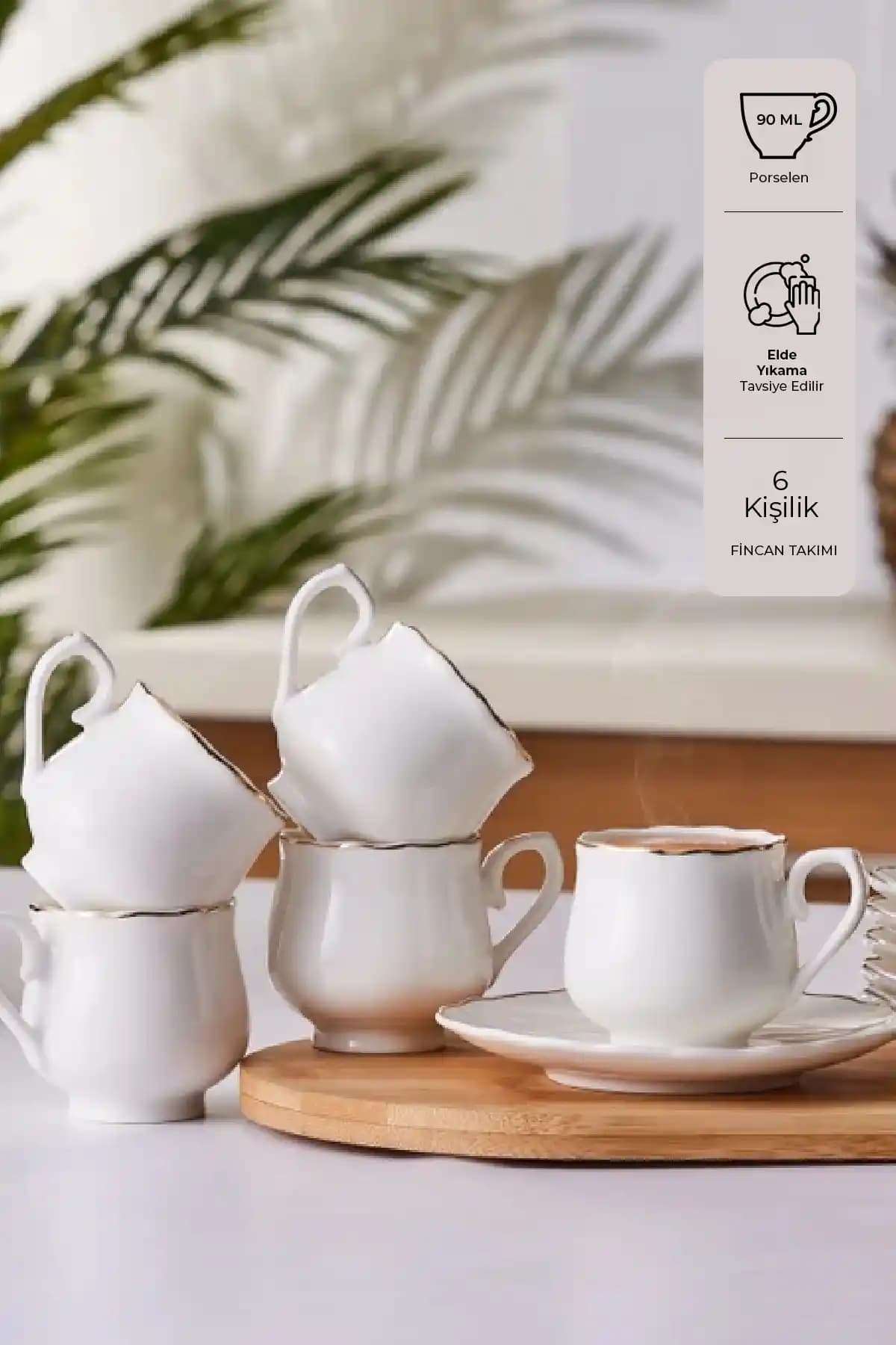 Emsan Beykoz 6 Kişilik Porselen Kahve Fincanı Takımı Şık ve Dayanıklı Tasarım