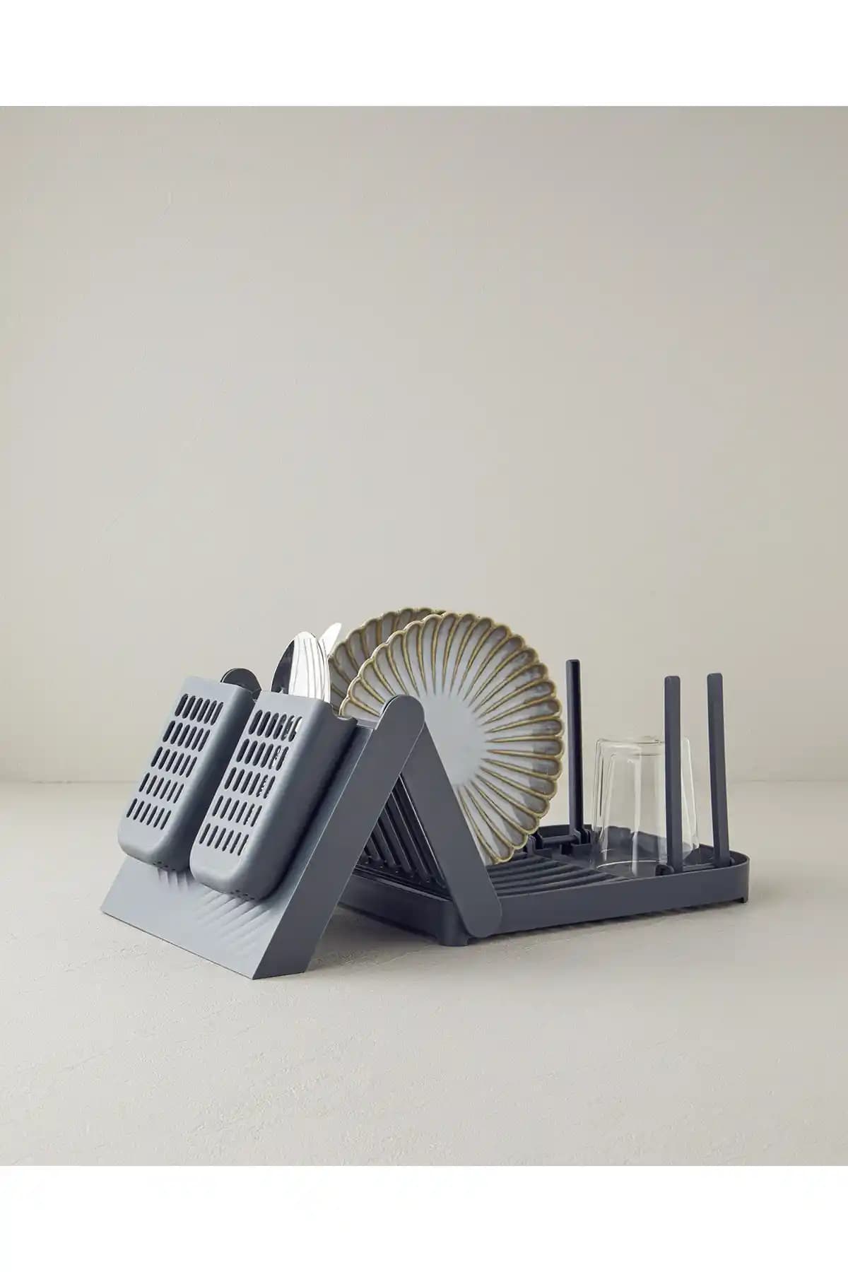 English Home 47x23 cm Plastik Bulaşıklık Antrasit Modern ve Dayanıklı Mutfak Aksesuarı