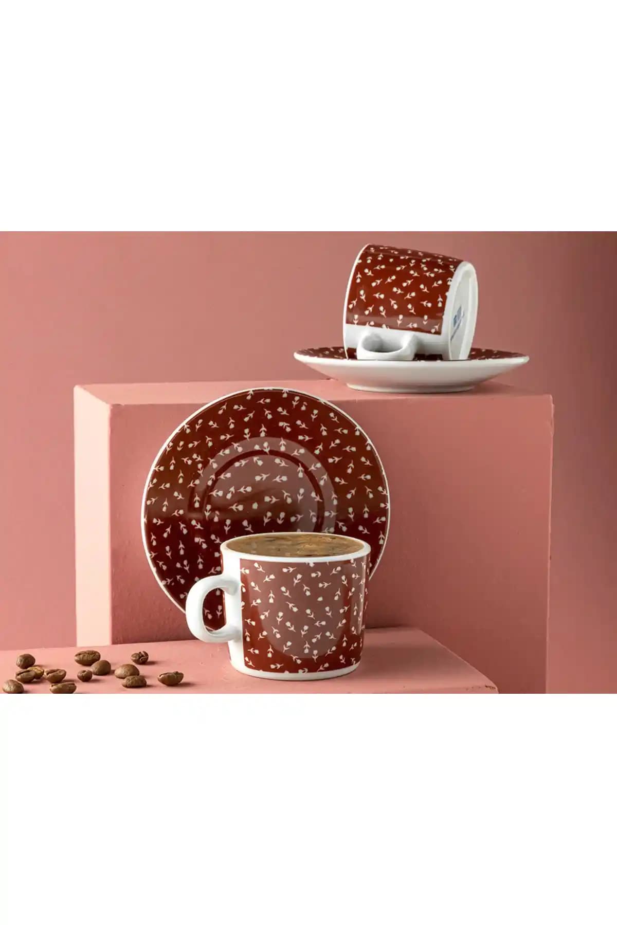 English Home Lulea Porselen Kahve Fincan Takımı 2'li Bordo Set Şıklık ve Fonksiyonellik