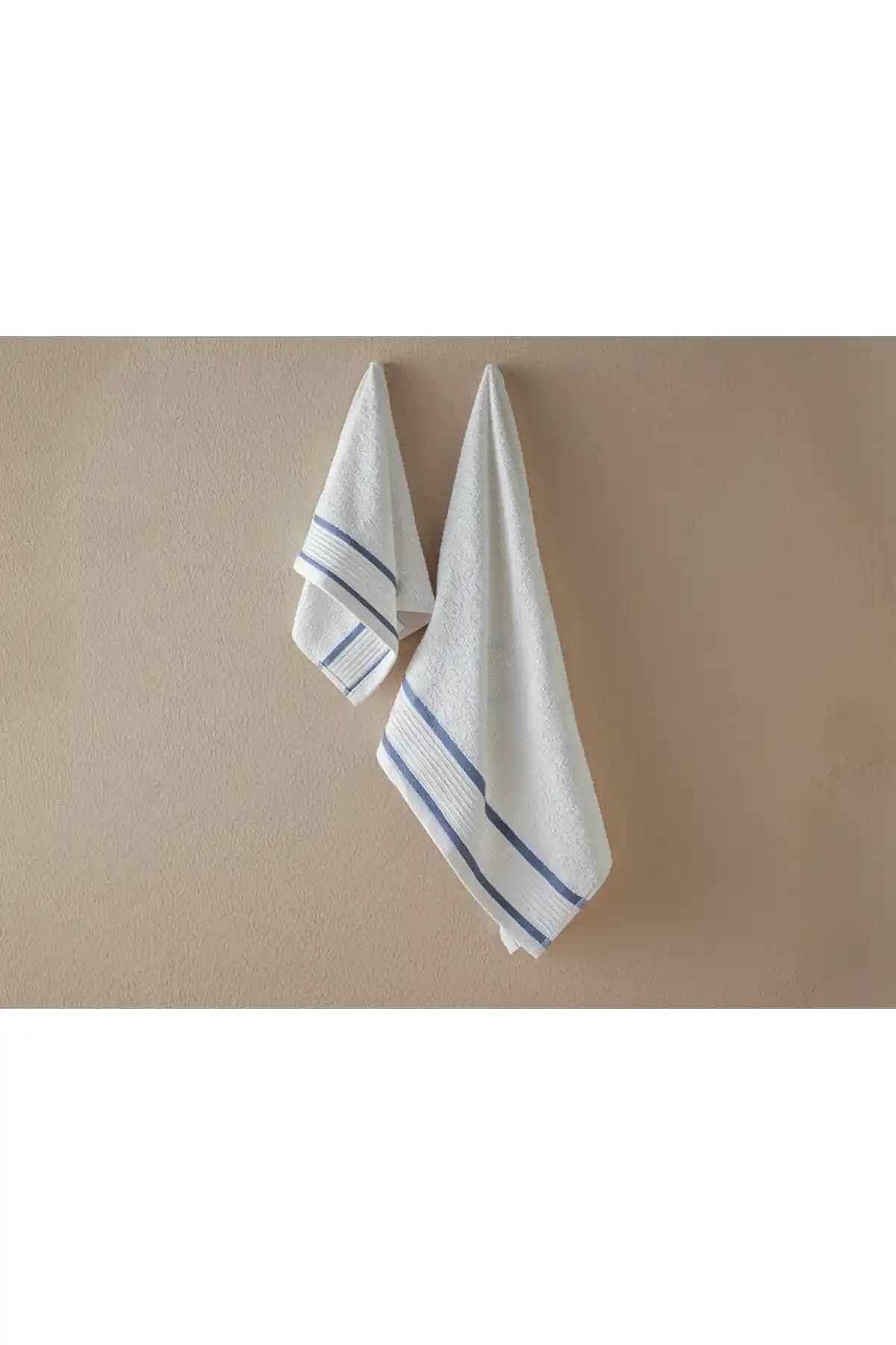 English Home Moka Pamuklu Bordürlü Yüz Havlusu Seti Şık ve Dayanıklı Banyo Aksesuarları