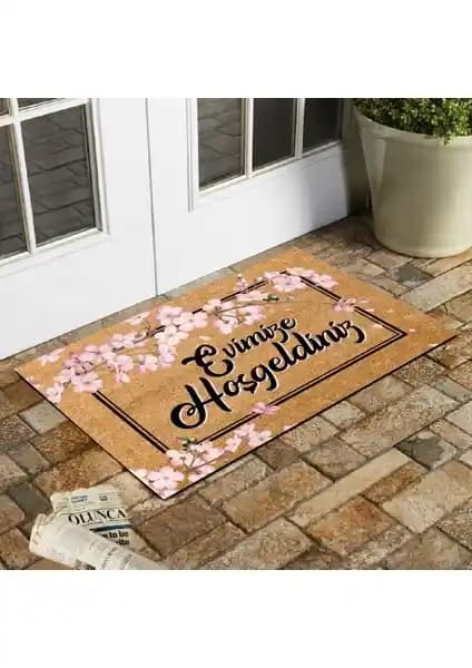 Esnature Japon Kiraz Çiçeği Desenli Kapı Önü Paspası Estetik ve İşlevsel Modern Tasarım