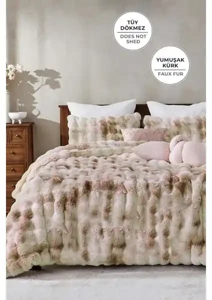 Evlen Home Collection Kürk Yatak Örtüsü: Modern ve Konforlu Tek Kişilik Yatak Dekorasyonu