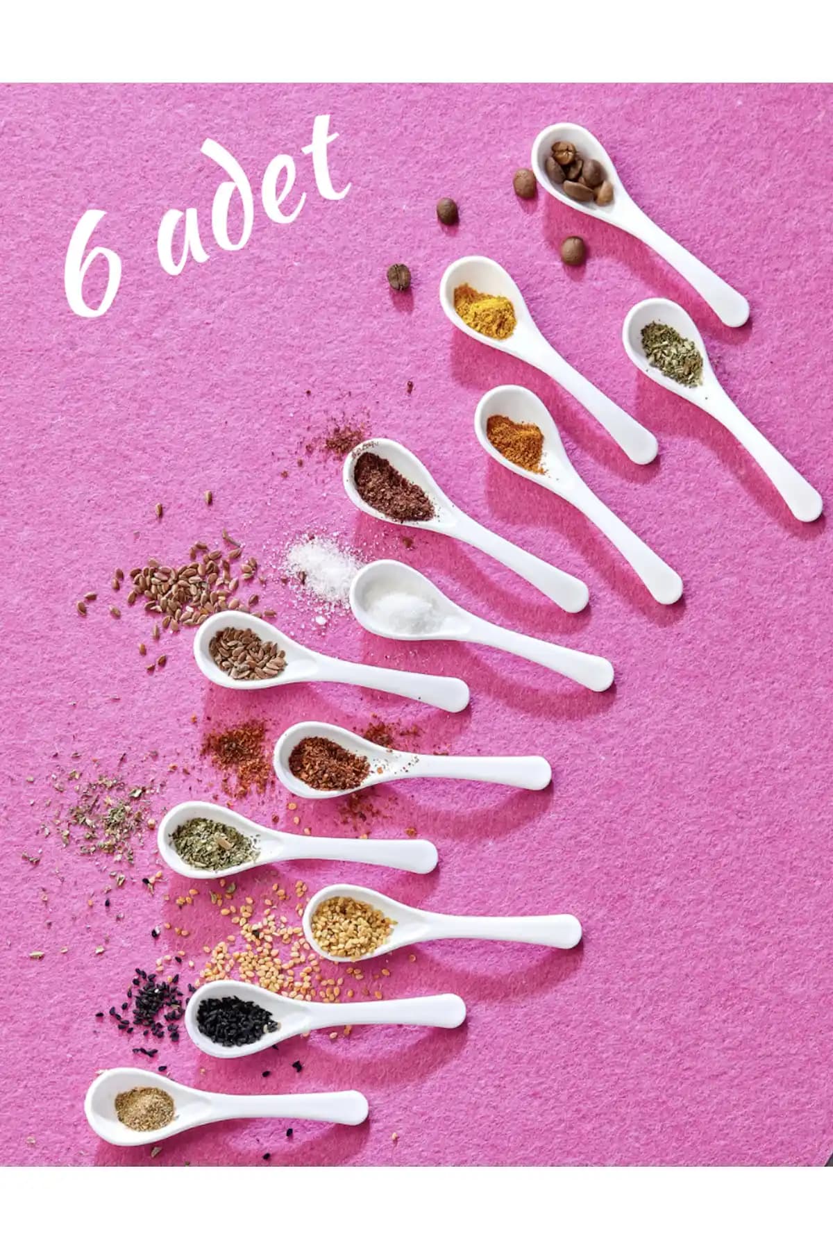 FBZhome 6'lı Beyaz Servis ve Baharat Kaşığı Seti Pratik ve Şık Mutfak Gereçleri
