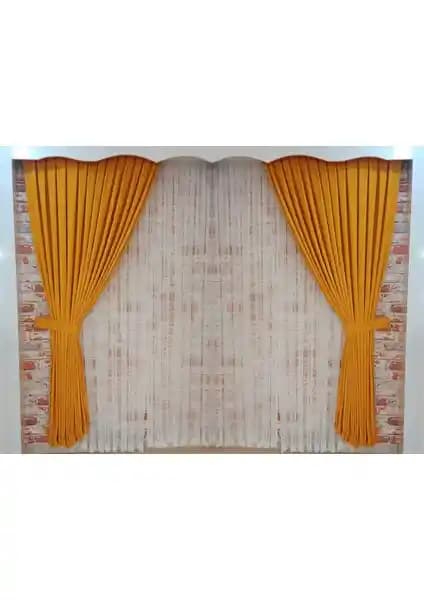 Figen Hardal Sarısı Renkli Fon Perde Çift Kanat ve Sık Pile Özellikleriyle Modern Dekorasyon